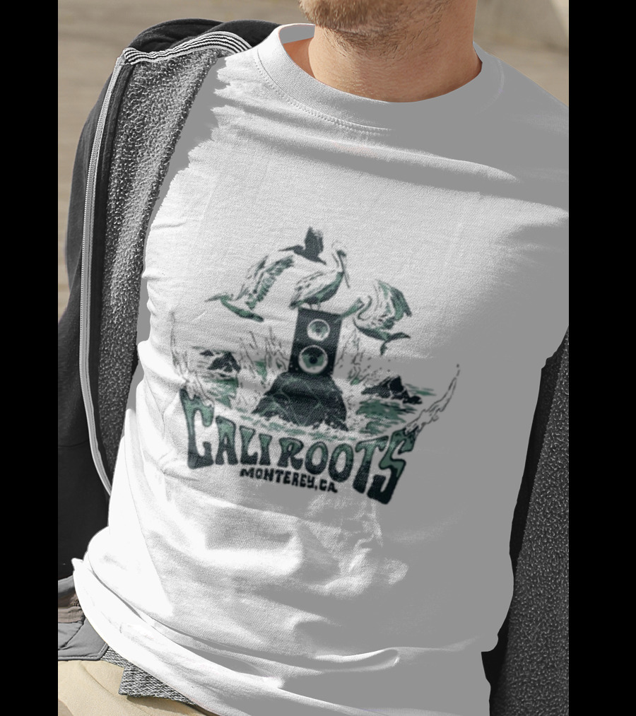 Cali Roots Monterey, CA Pelicans Speaker Waves T-Shirt
