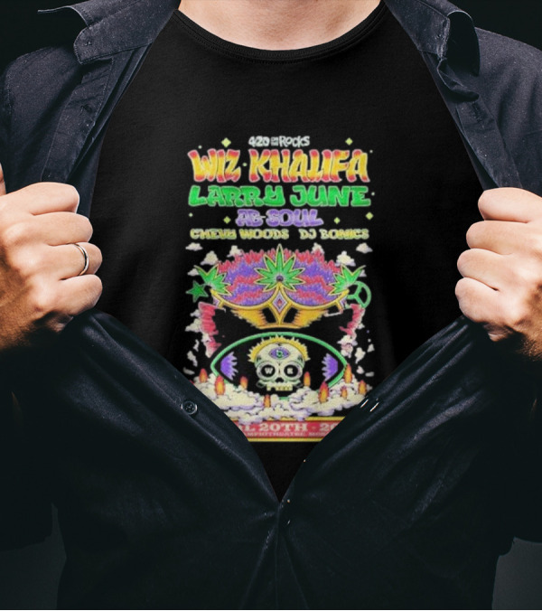 420 On The Rocks Wiz Khalifa Larry June Ab-Soul Chevy Woods DJ Bonics April 20, 2025 Red Rocks Morrison Co T-Shirt