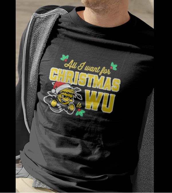 All I Want For Christmas Is Wu Santa Shocker Character WSU Holiday T-Shirt