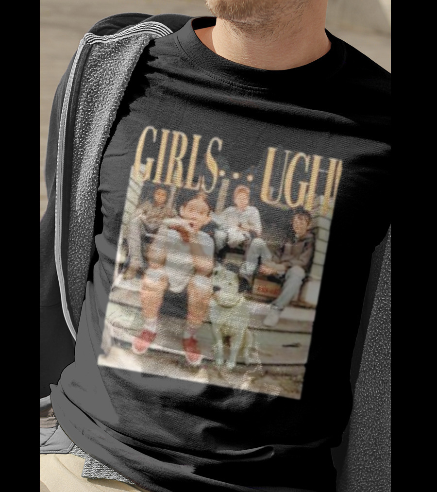 GIRLS UGH Thug Life Valentine Boys Sitting With Dog T-Shirt