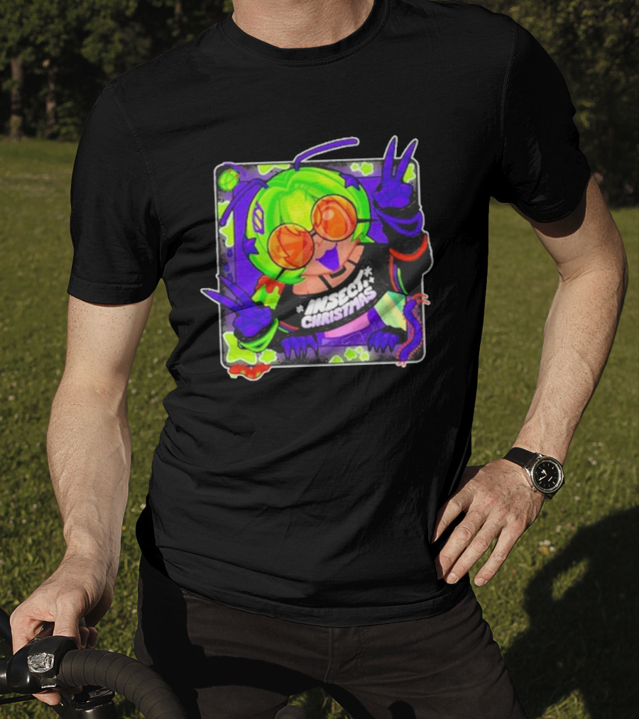 Insect Christmas Neon Peace Alien Vibes T-Shirt