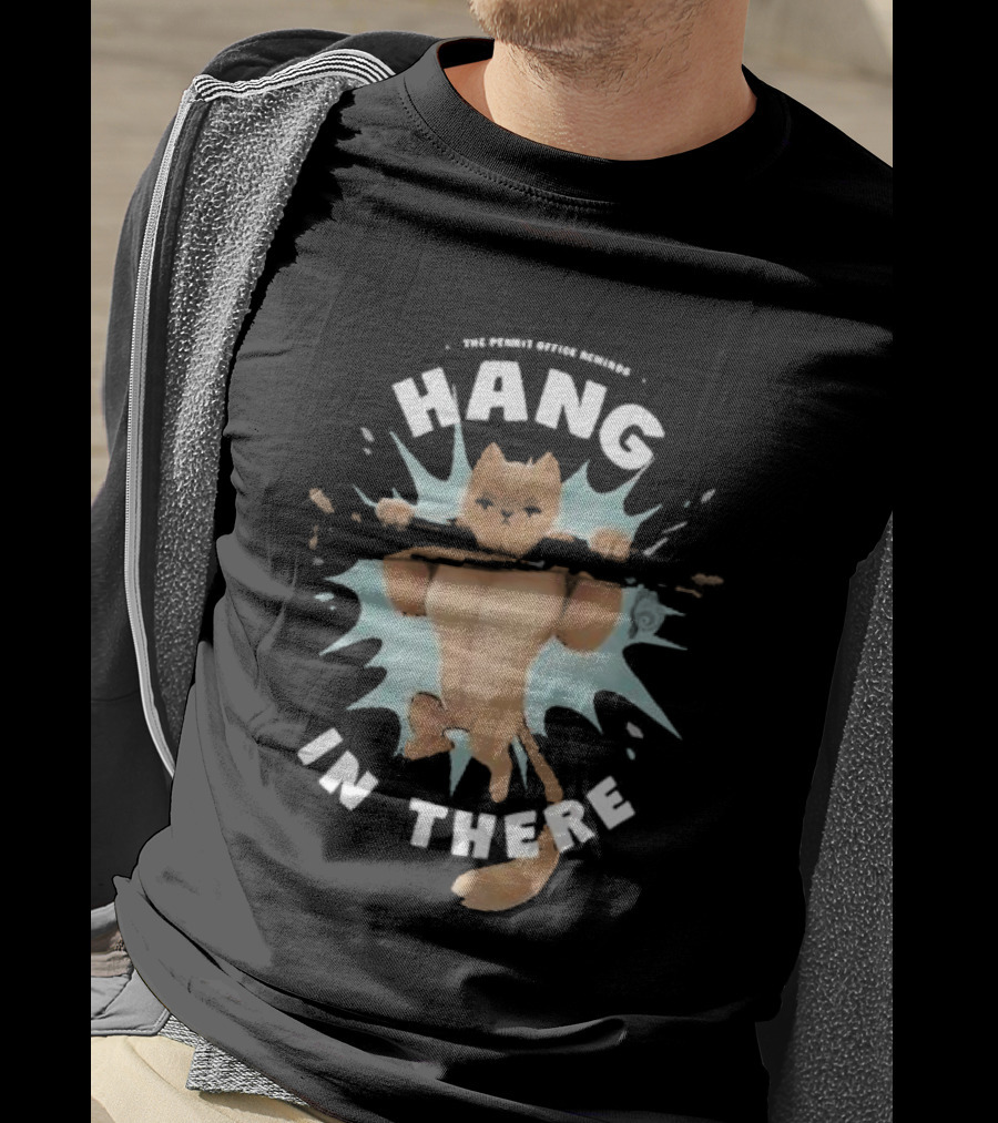 Hang In There Permit Office Cat Life Series T-Shirt