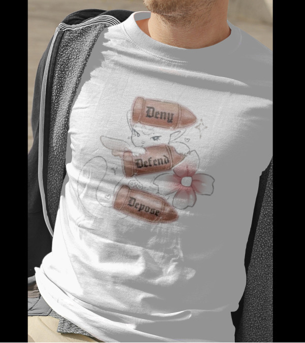 Sugary Carousel Deny Defend Depose Cat With Bullets And Flower T-Shirt