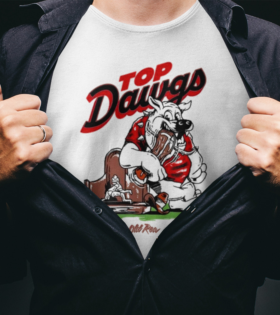 Top Dawgs Old Row Bulldog Eating Trophy Image T-Shirt