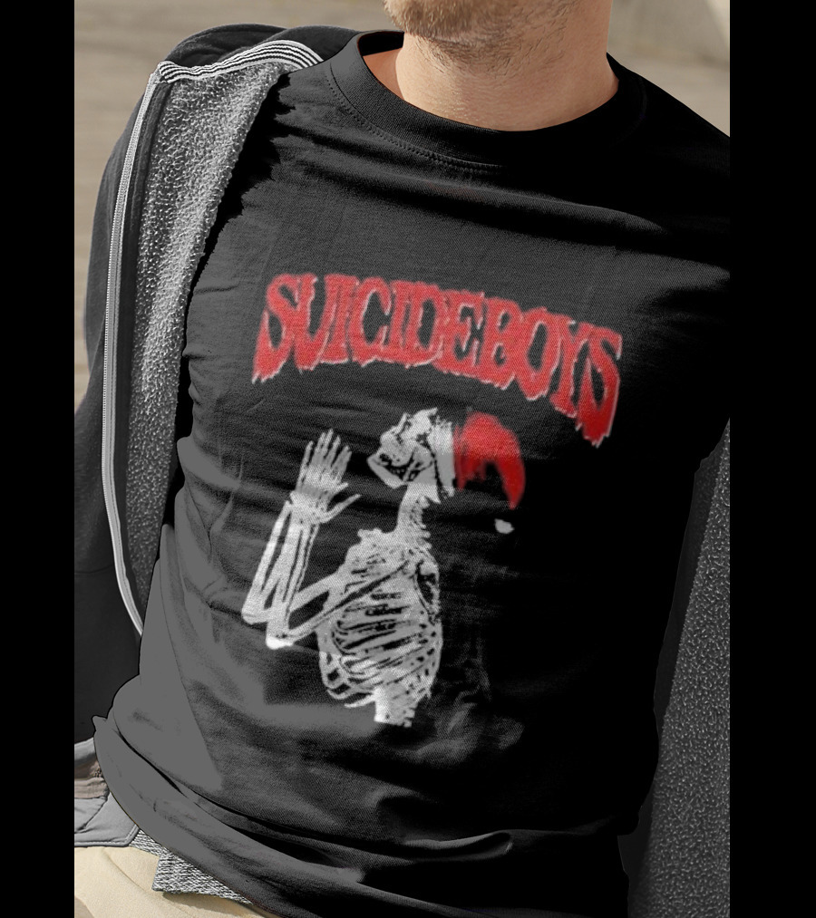 SUICIDEBOYS Skeleton Santa Hat T-Shirt