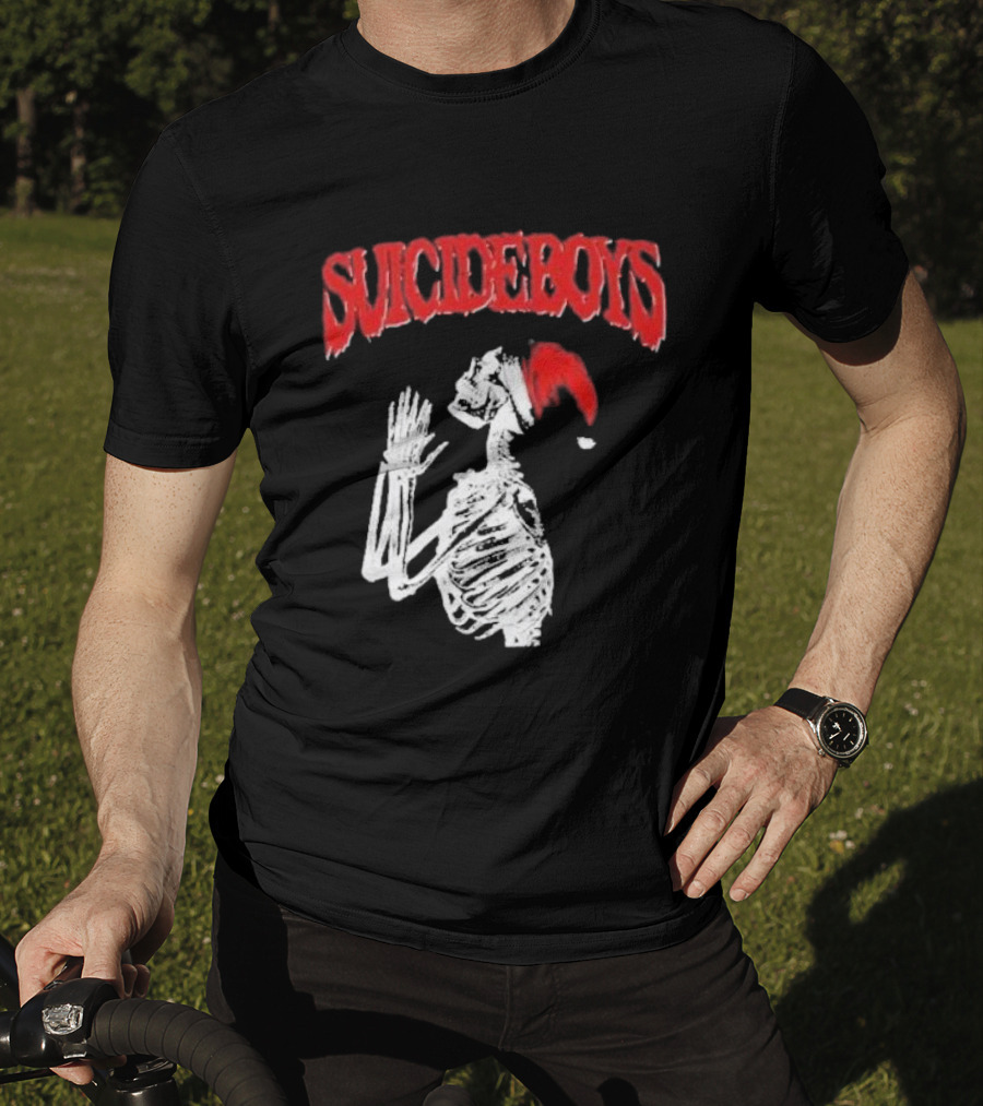 SUICIDEBOYS Skeleton Santa Hat T-Shirt