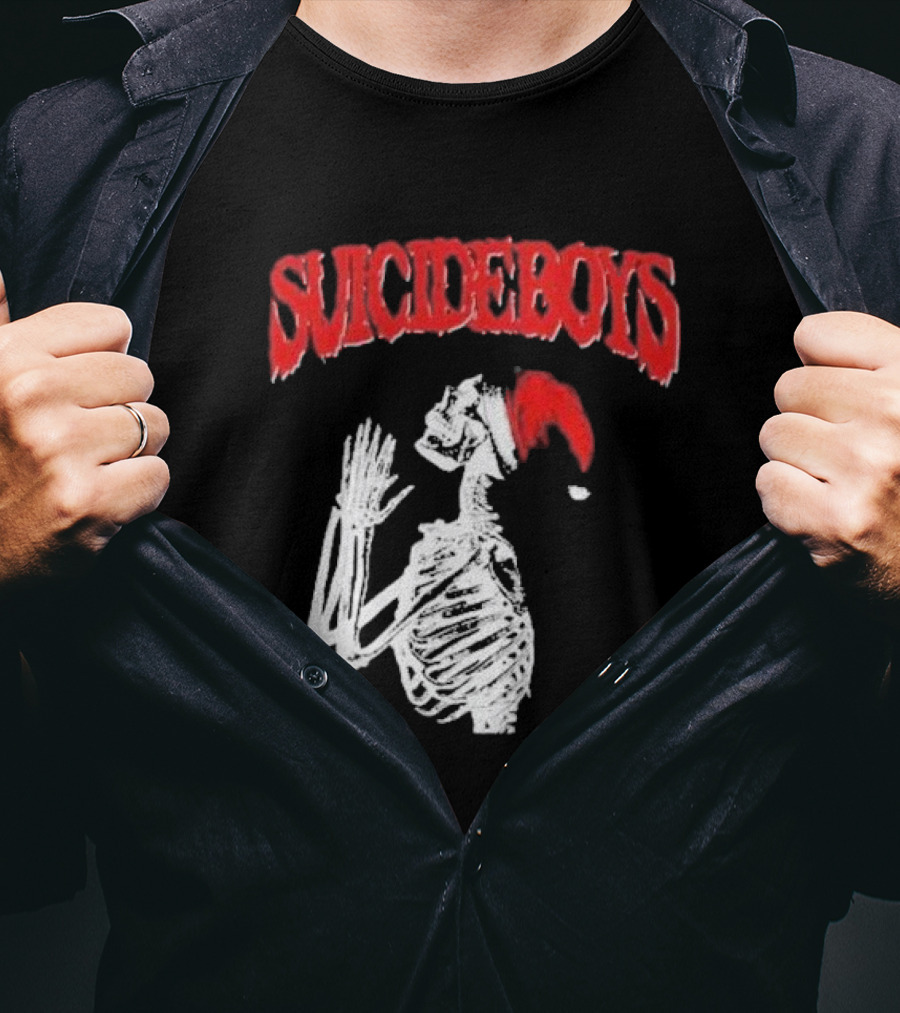 SUICIDEBOYS Skeleton Santa Hat T-Shirt