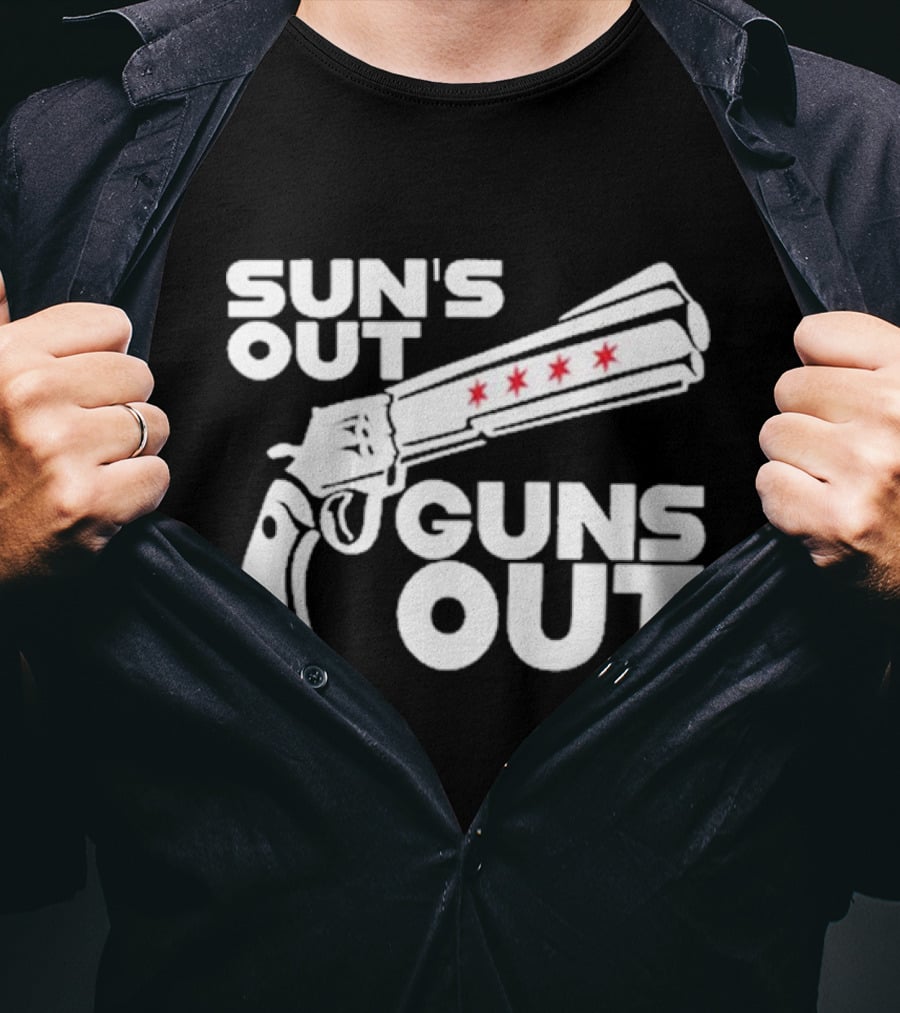 Sun’s Out Guns Out Gun With Stars On Barrel T-Shirt