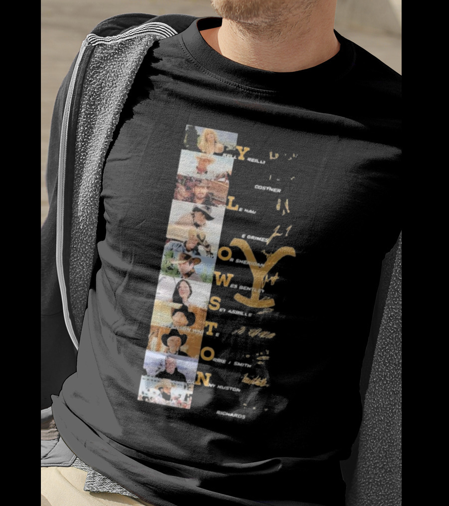 Yellowstone Cast Vertical Collage With Names And Signature Elements T-Shirt