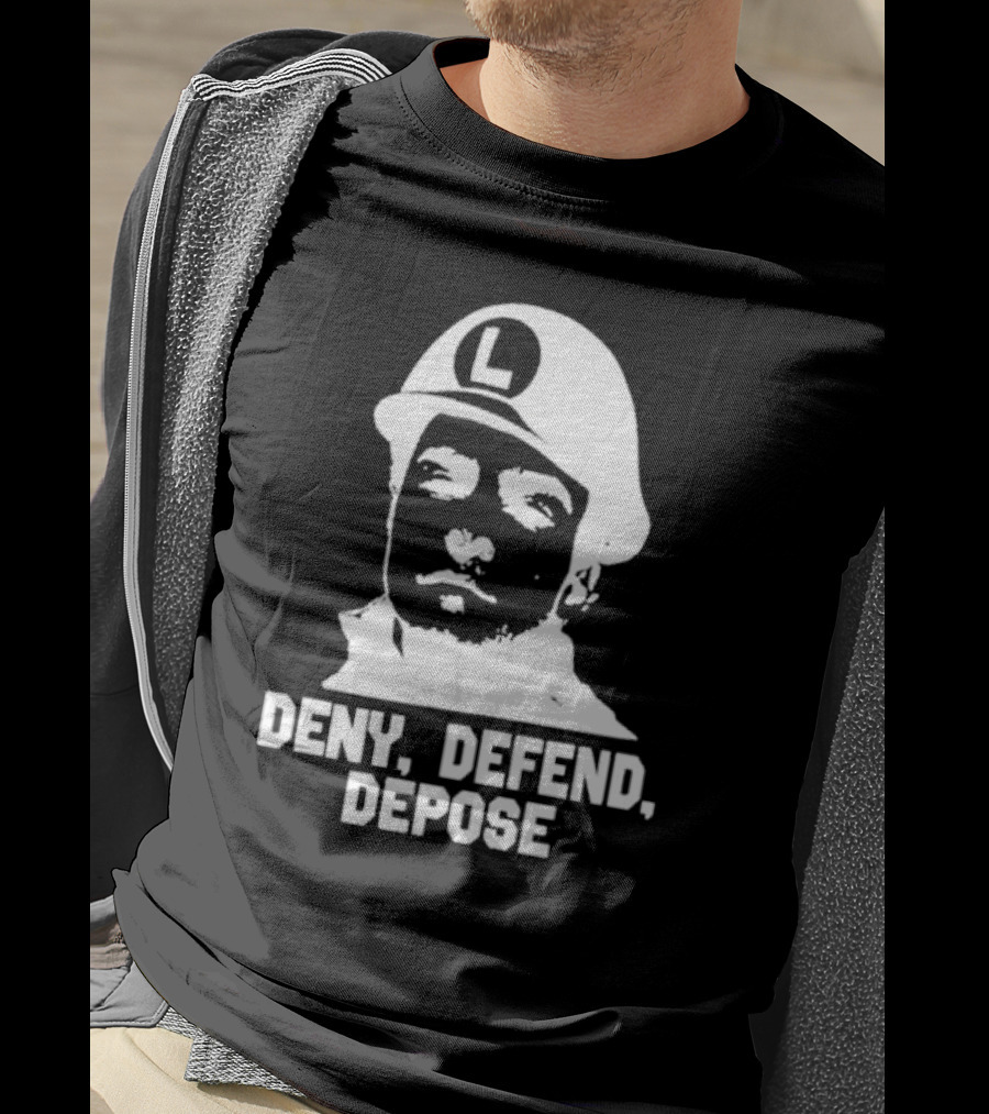 Yesyoureracist Deny Defend Depose Helmeted Face With Letter L T-Shirt