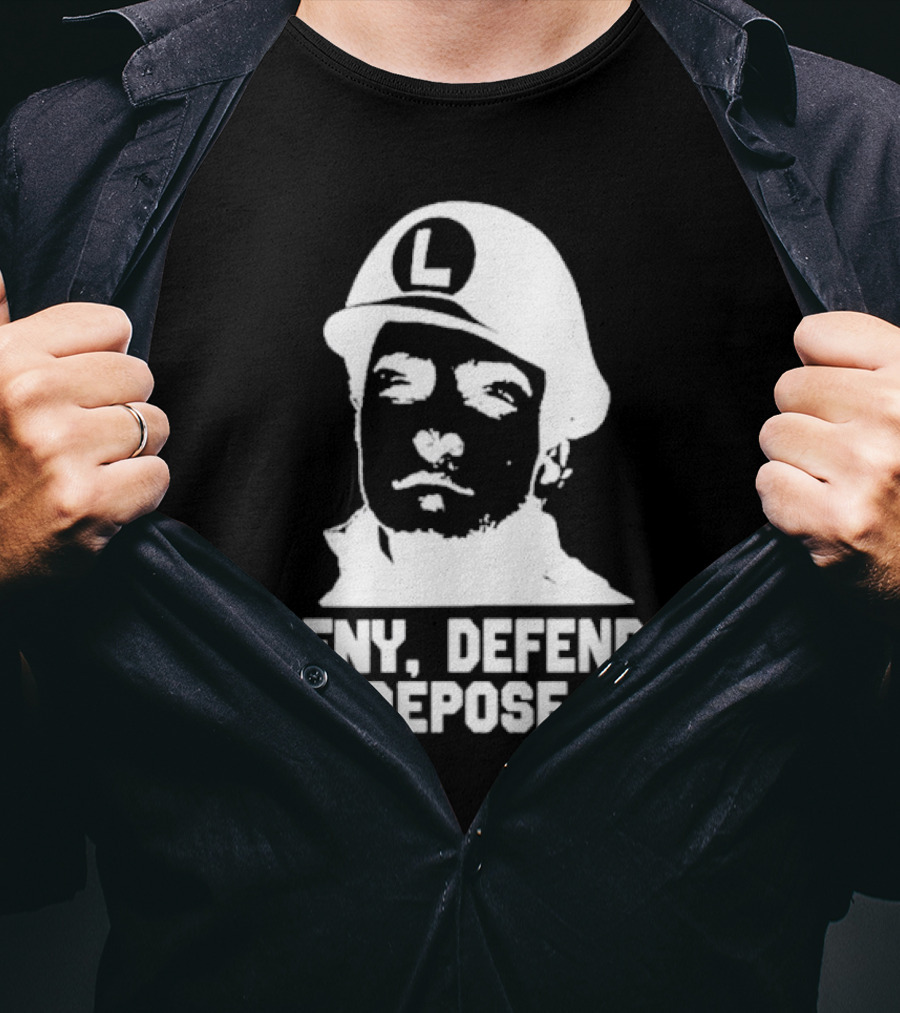 Yesyoureracist Deny Defend Depose Helmeted Face With Letter L T-Shirt