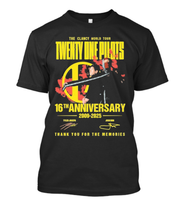 The Clancy World Tour Twenty One Pilots 16th Anniversary 2009-2025 Signature Thank You For The Memories T-Shirt