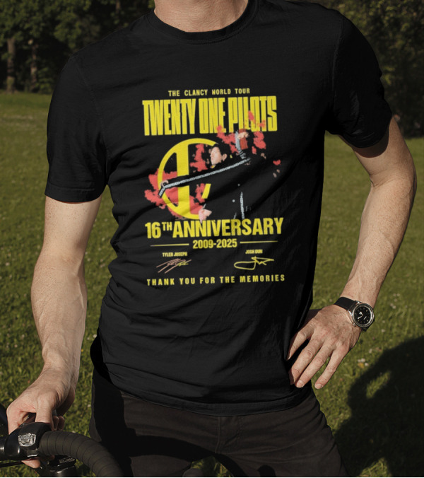 The Clancy World Tour Twenty One Pilots 16th Anniversary 2009-2025 Signature Thank You For The Memories T-Shirt