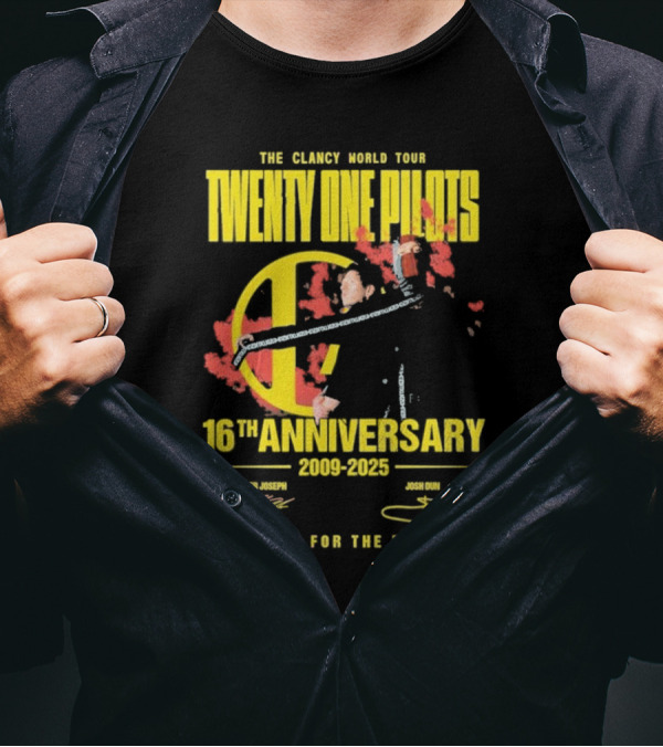The Clancy World Tour Twenty One Pilots 16th Anniversary 2009-2025 Signature Thank You For The Memories T-Shirt