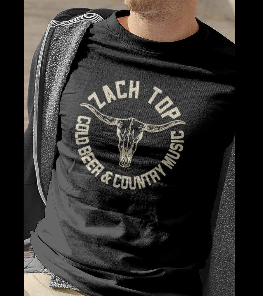 Zach Top Cold Beer And Country Music Skull T-Shirt