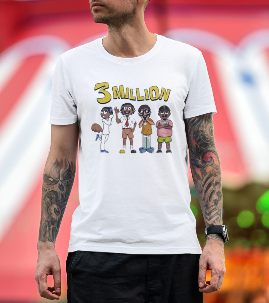 Daydrian Harding 3 Million Subscribers Celebration with Cartoon Characters T-Shirt