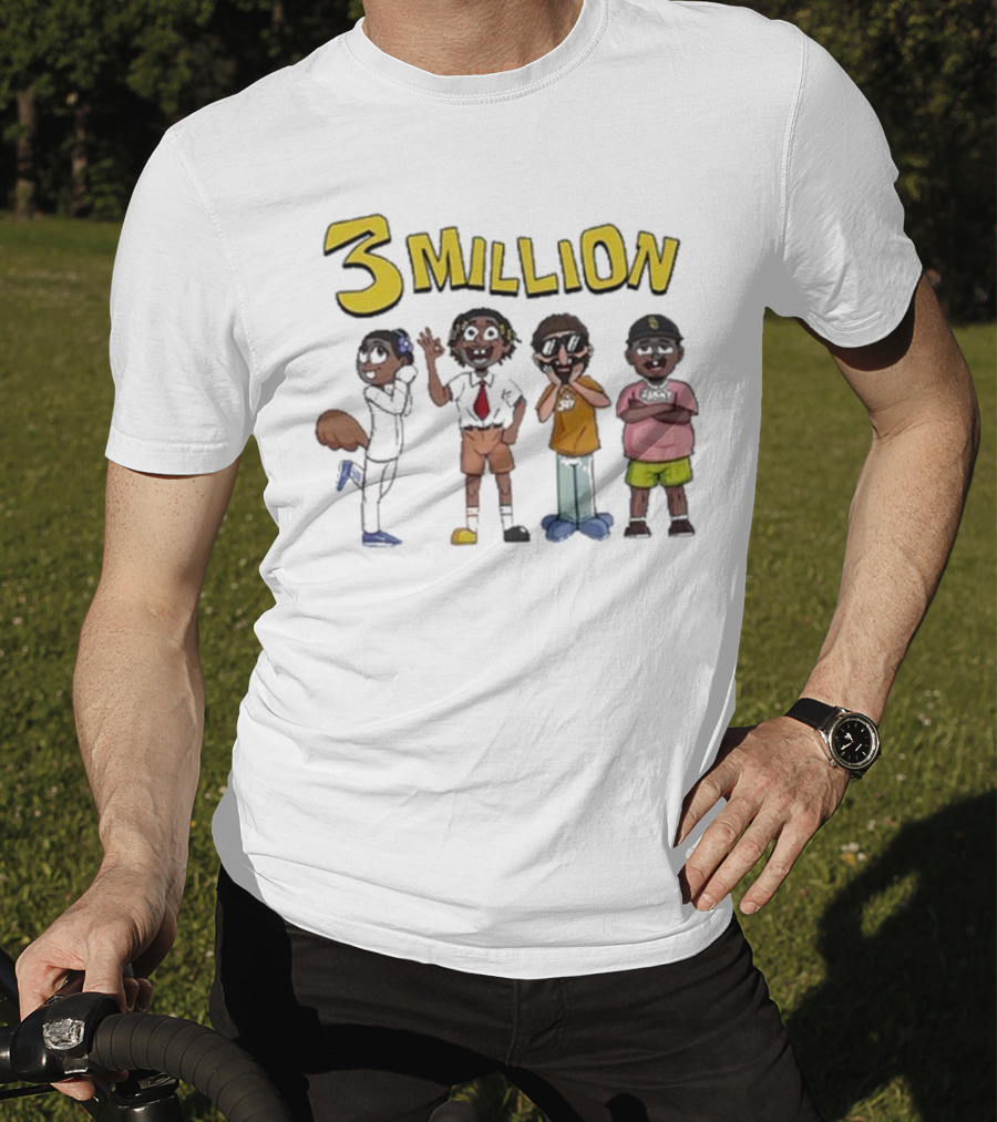 Daydrian Harding 3 Million Subscribers Celebration With Cartoon Characters T-Shirt