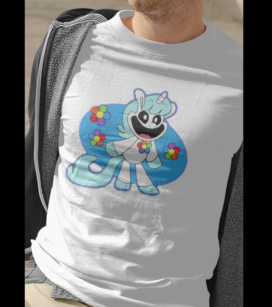 Unicorn Craftycorn Critters With Colorful Flowers And Smiling Face T-Shirt