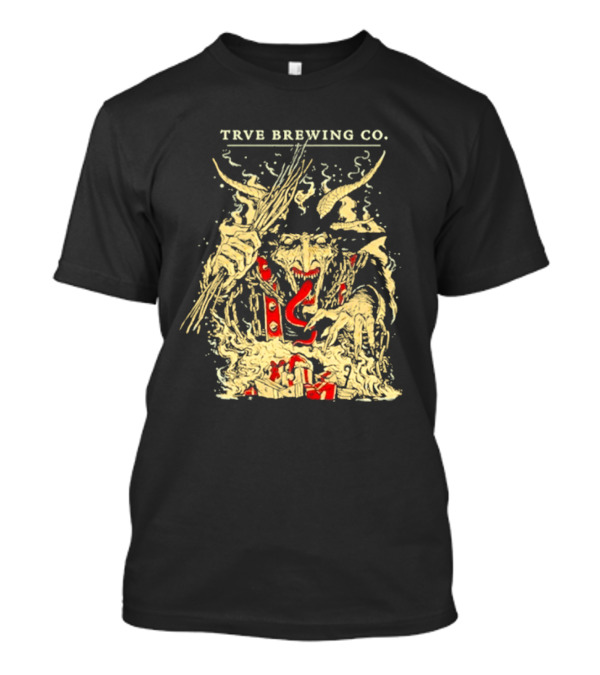 Trve Brewing Co Krampus 2024 Fiery Horned Creature With Sticks And Flames T-Shirt