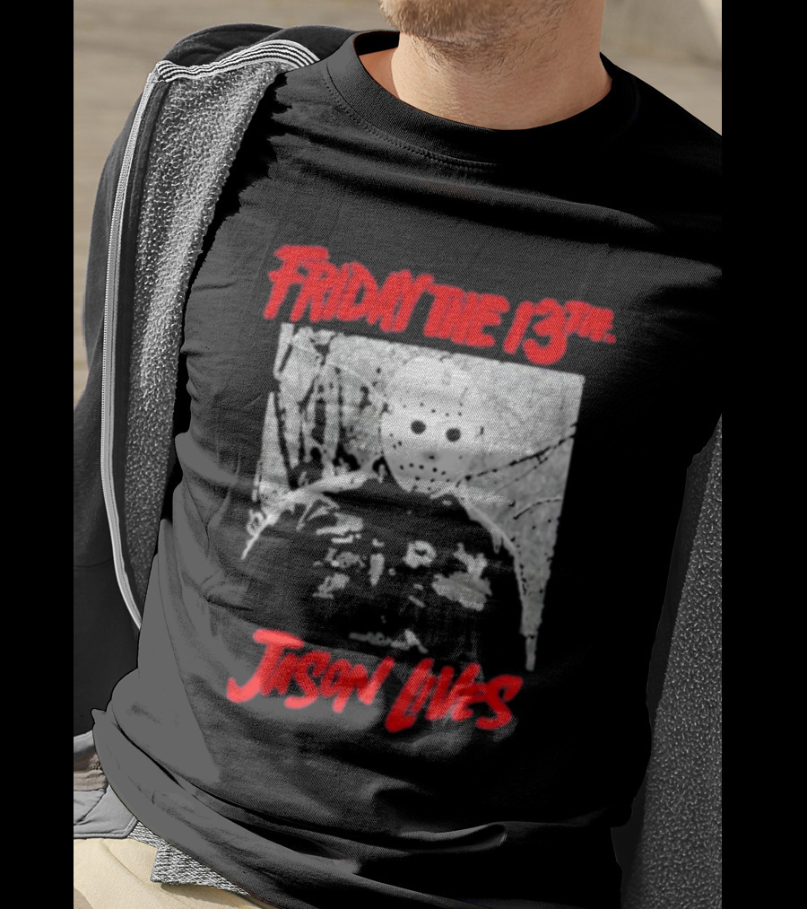 Friday The 13Th Jason Lives Masked Horror Icon Forest Scene T-Shirt