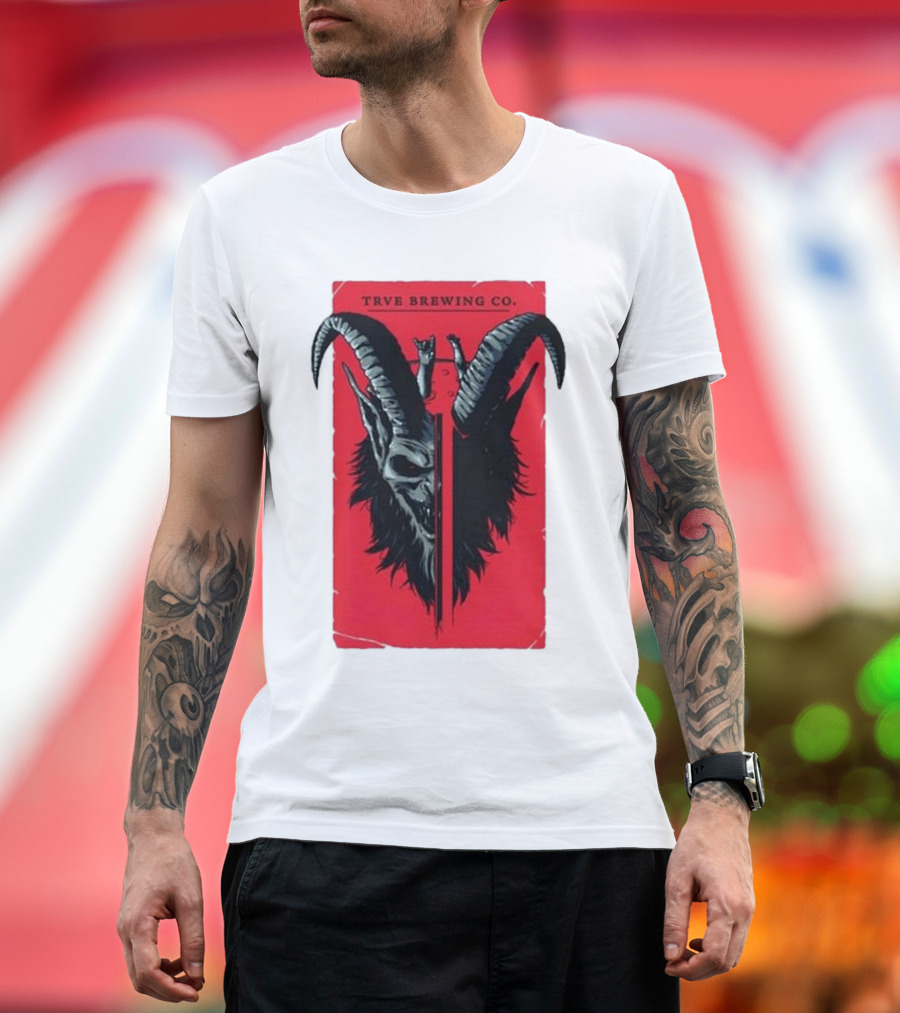 Trve Brewing Co. Krampus Red and Black Goat Skull T-Shirt