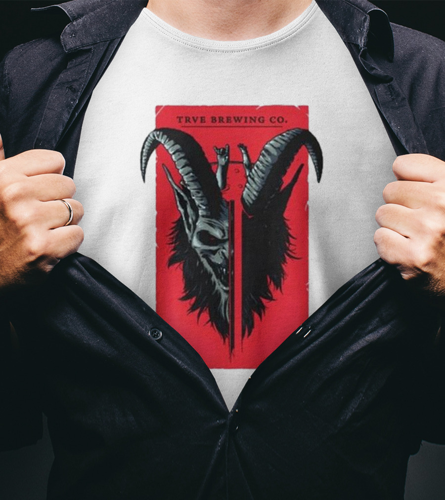 Trve Brewing Co. Krampus Red And Black Goat Skull T-Shirt