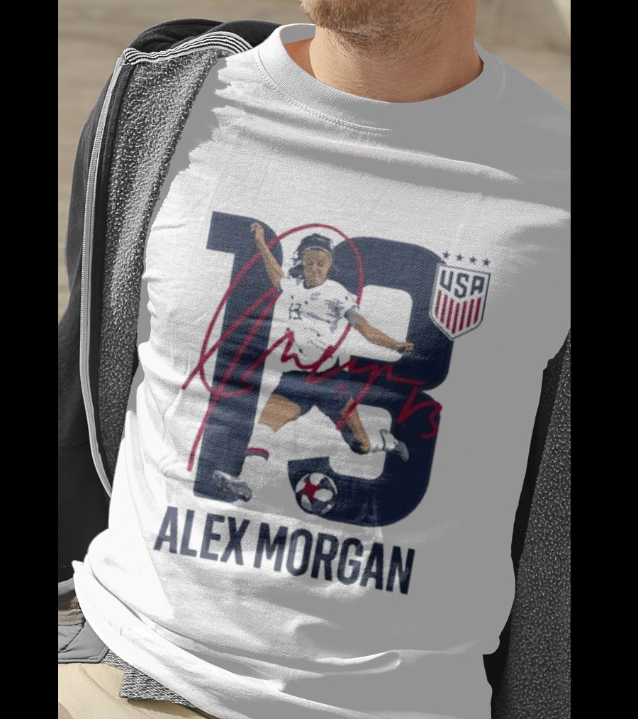 USA Alex Morgan 13 Signature Soccer Player With USA T-Shirt