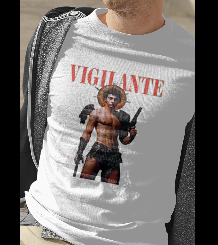 Vigilante Angelic Warrior With Wings And Guns T-Shirt