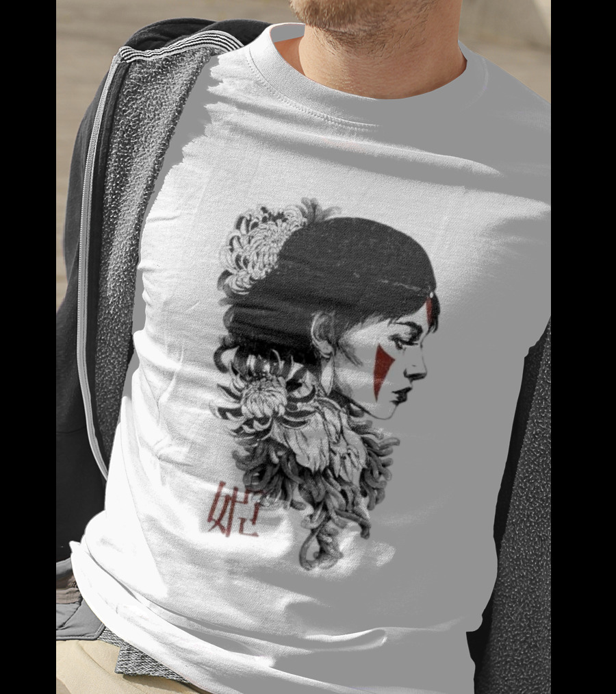 Wolf Girl Rafael Baptista Chrysanthemum Profile Asian Characters T-Shirt