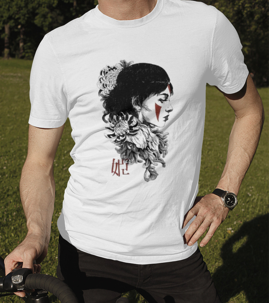 Wolf Girl Rafael Baptista Chrysanthemum Profile Asian Characters T-Shirt