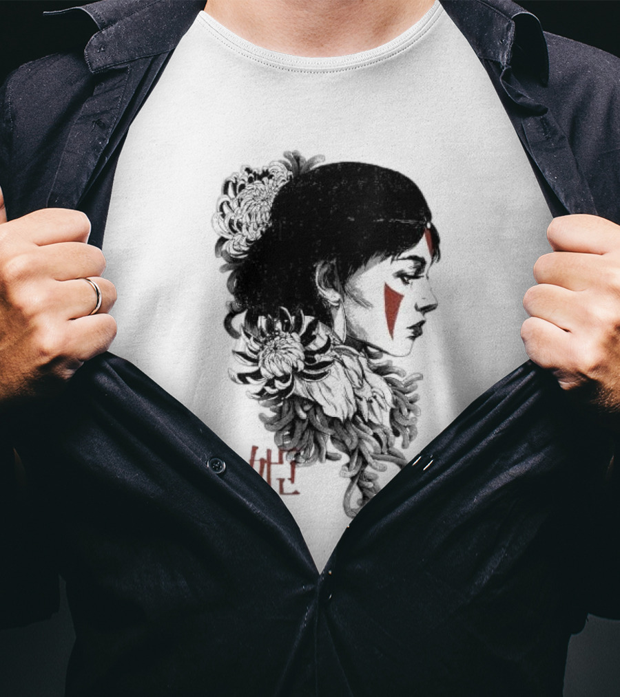 Wolf Girl Rafael Baptista Chrysanthemum Profile Asian Characters T-Shirt