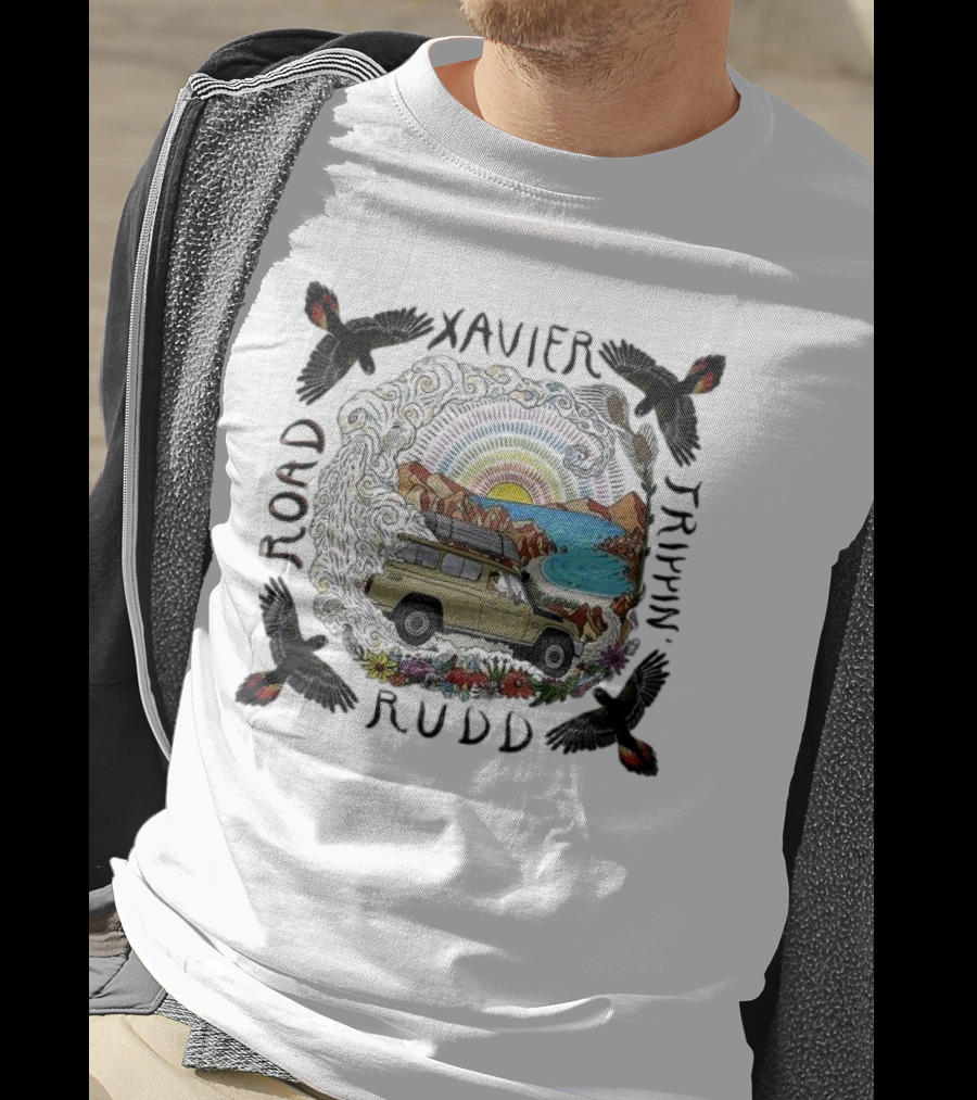 Xavier Rudd Road Trippin’ Sandstone Land Rover Beach Art With Birds T-Shirt