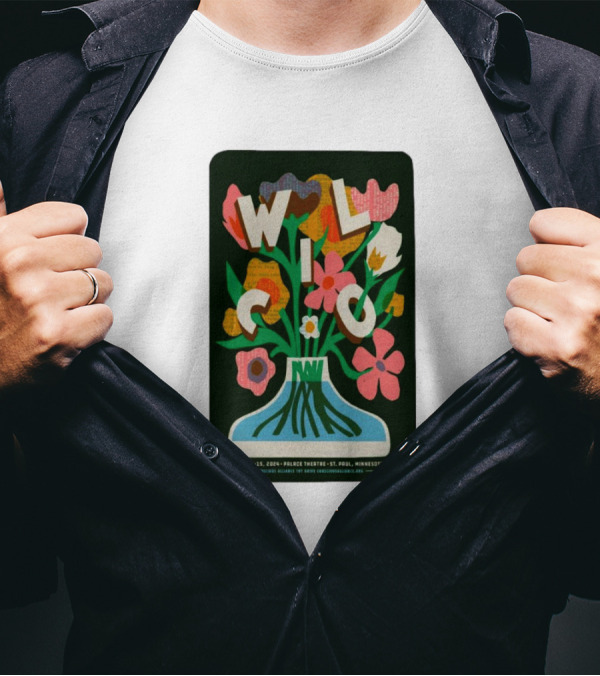 Wilco Concert Poster St. Paul Mn December 13-15 2024 Palace Theatre Flowers T-Shirt