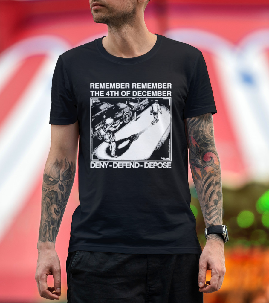 Remember the 4th of December Deny Defend Depose Comic Style Street Scene T-Shirt