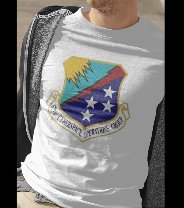 67th Cyberspace Operations Group Emblem With Stars And Lightning Bolt T-Shirt