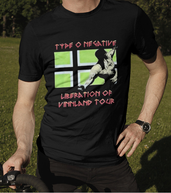 Type O Negative Liberation Of Vinnland Tour Green Flag Motif T-Shirt