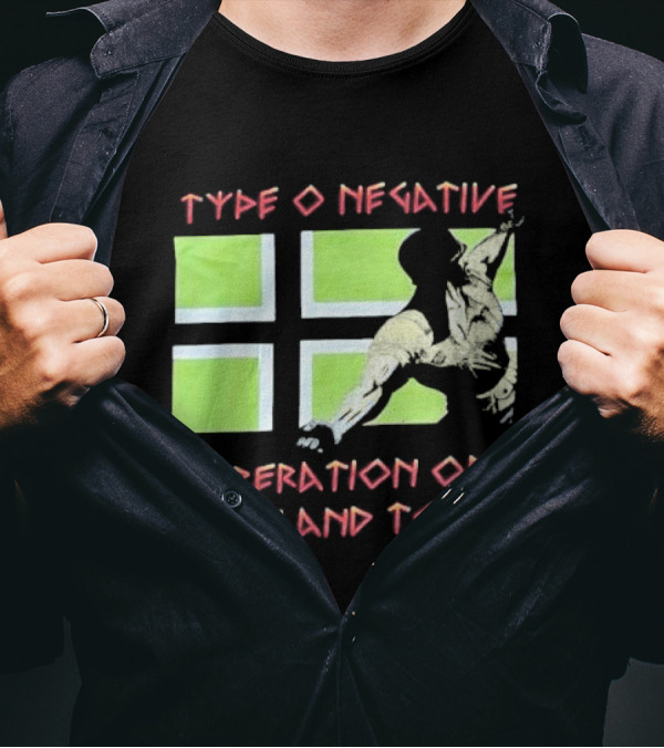 Type O Negative Liberation Of Vinnland Tour Green Flag Motif T-Shirt