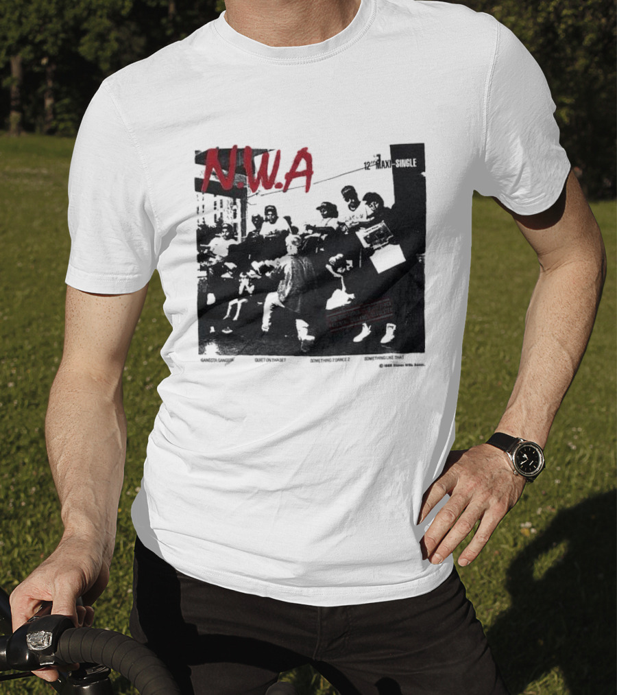 N.W.A 1988 Gangsta Gangsta Maxi-Single 12 Inch Quiet On Tha Set Compton Rap Music T-Shirt