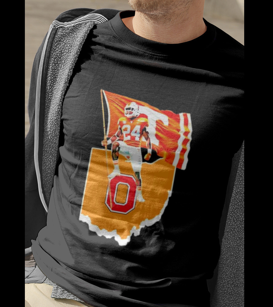 Vols Player With Tennessee Flag Over Ohio State T-Shirt