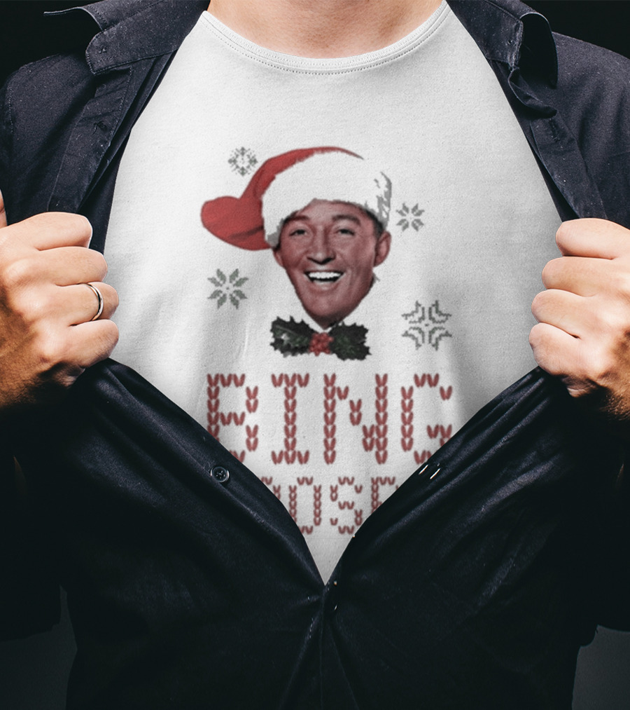 Bing Crosby Jolly Christmas Santa Hat Smiling Face T-Shirt
