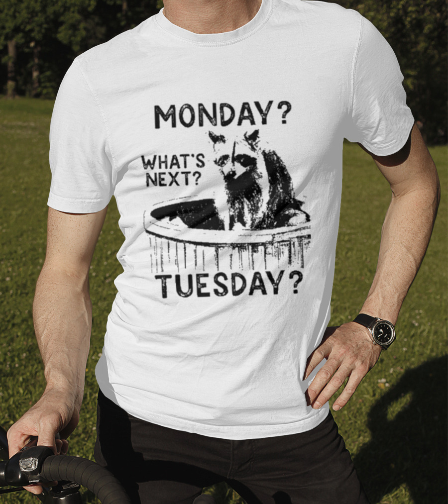 Monday What's Next Tuesday Raccoon Wood Tub T-Shirt