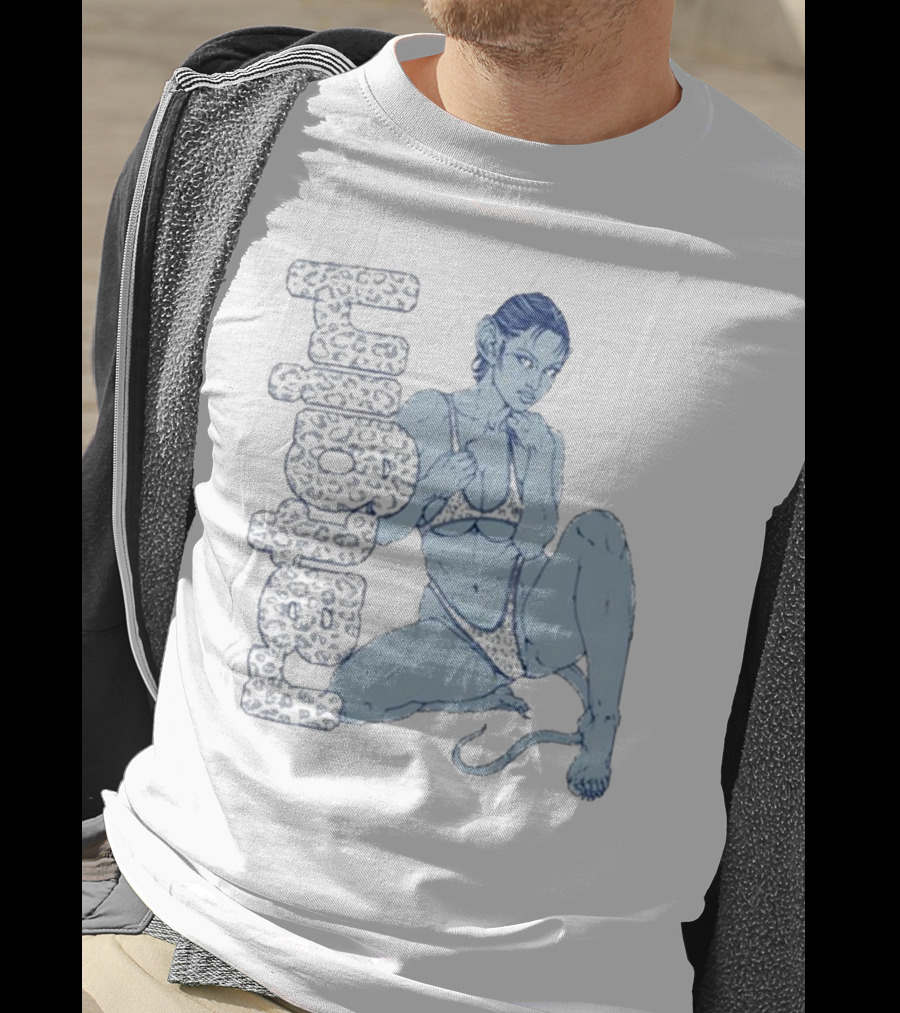 Leopard Print Text With Ratgirl Woman In Bikini T-Shirt