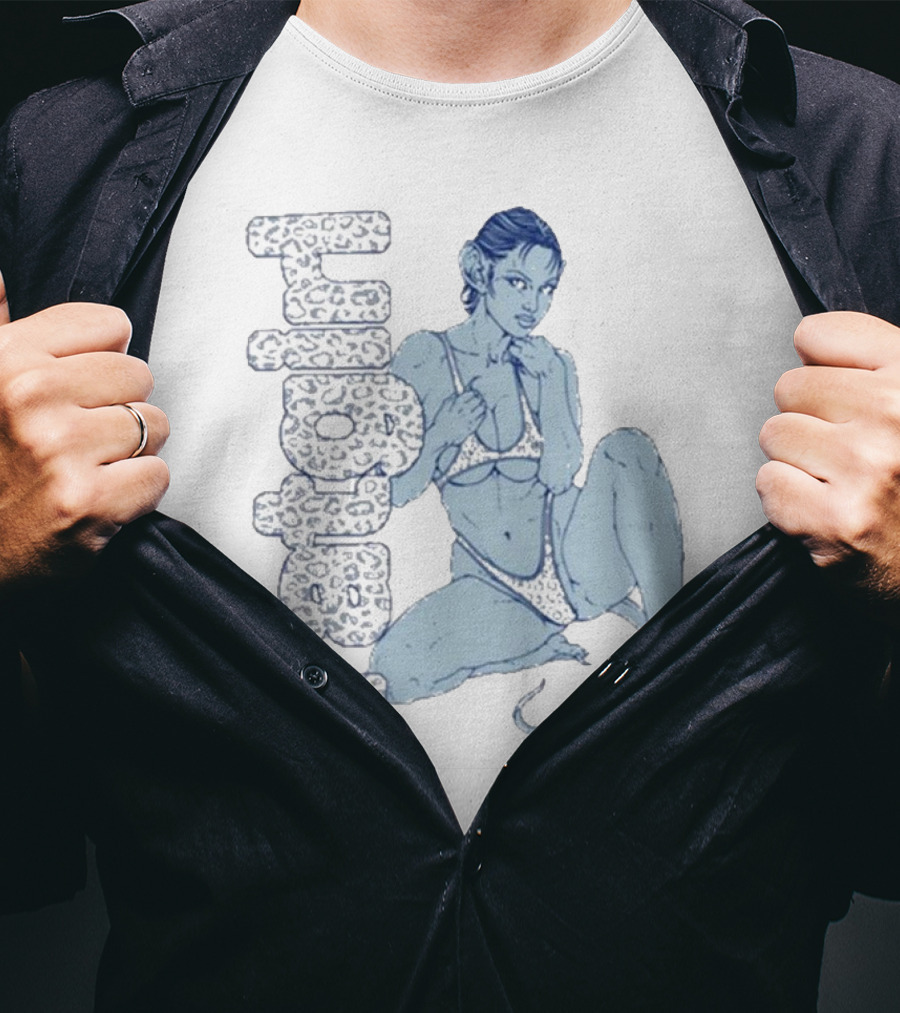 Leopard Print Text With Ratgirl Woman In Bikini T-Shirt