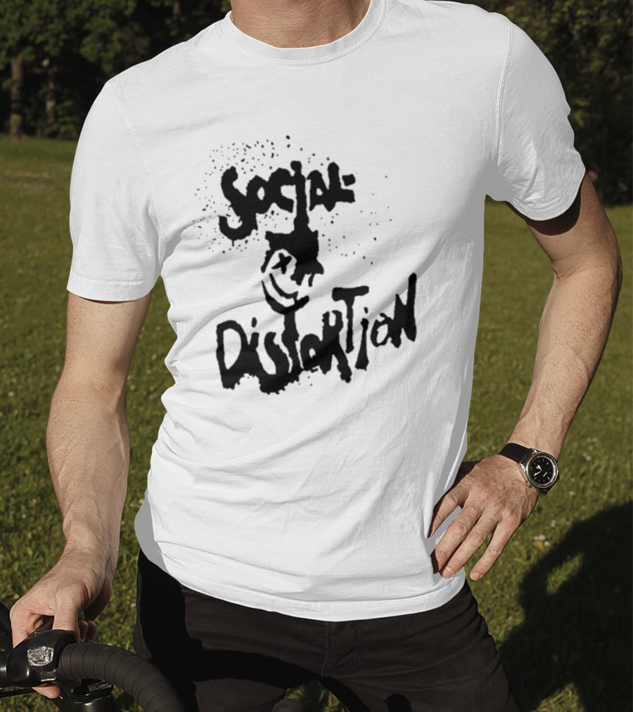 Social Distortion Smiley Logo Black Splatter T-Shirt