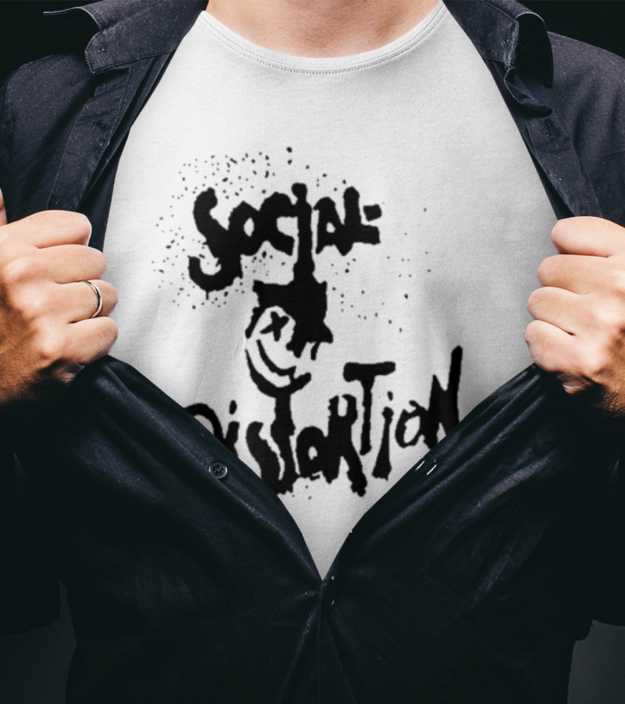 Social Distortion Smiley Logo Black Splatter T-Shirt