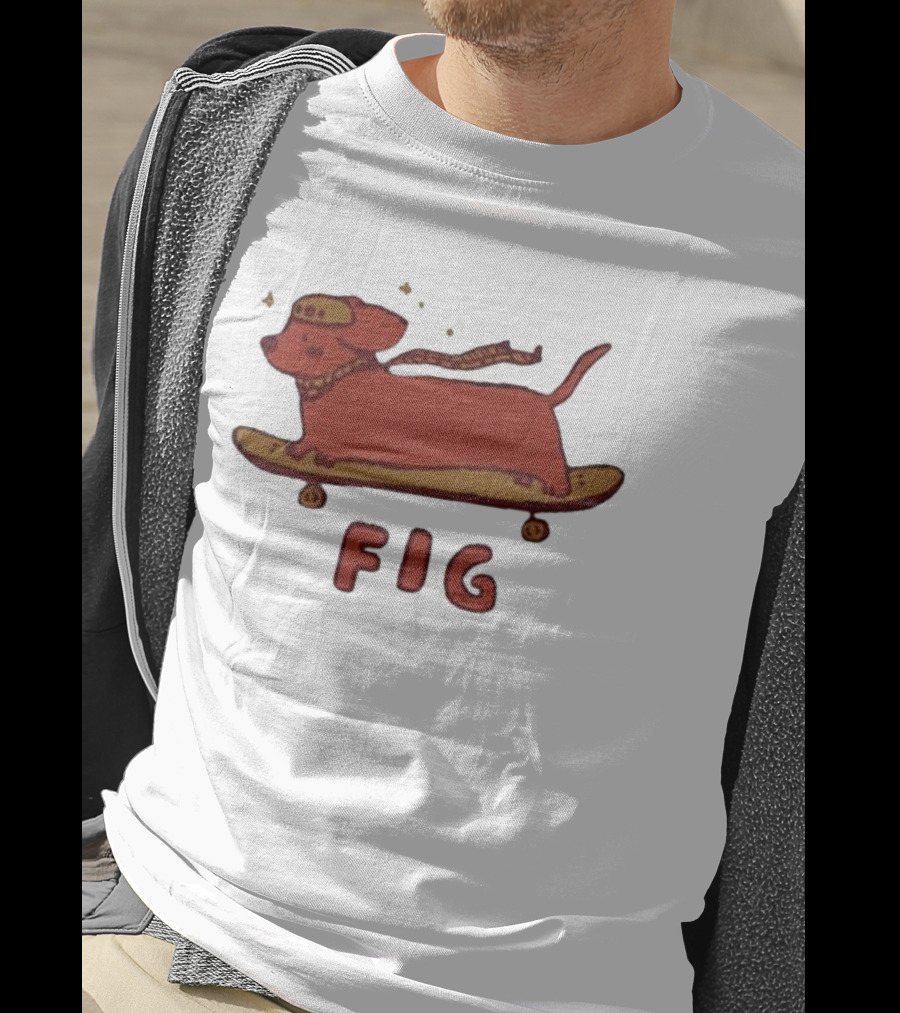 FIG Woof Skateboarding Dog With Hat And Scarf T-Shirt