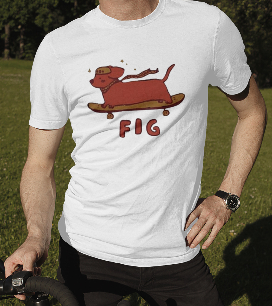 FIG Woof Skateboarding Dog With Hat And Scarf T-Shirt