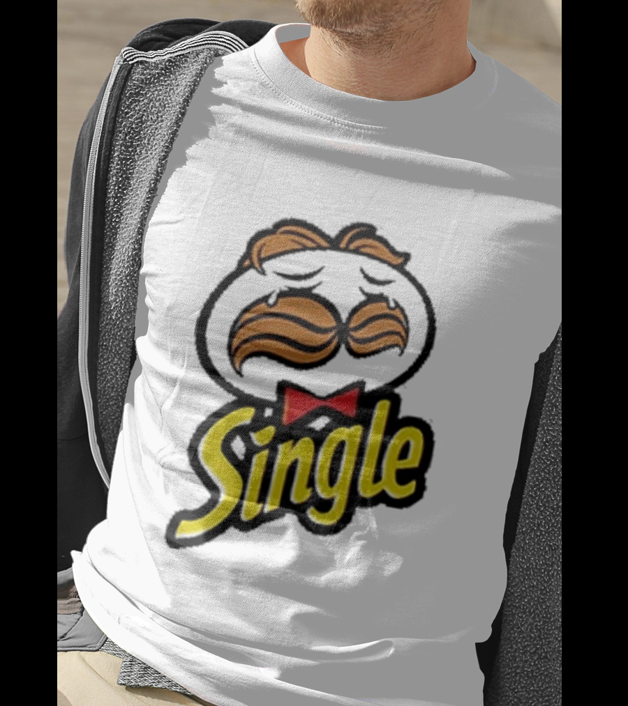 Single Pringle Crying Icon With Mustache And Red Bowtie T-Shirt