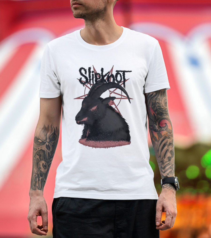 Slipknot Goat Head Symbol with Inverted Star Design for Dec 18 2024 Utilita Arena Birmingham UK Tour T-Shirt