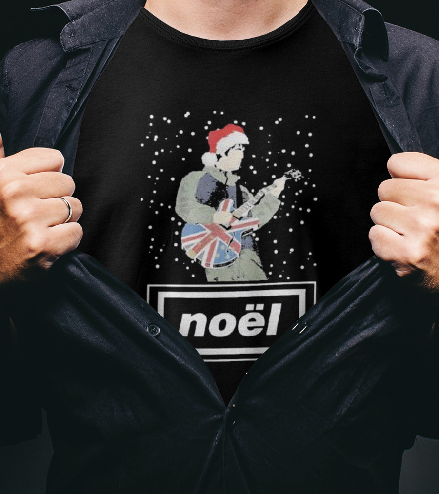 Oasis Noel Christmas Santa Guitar Union Jack T-Shirt